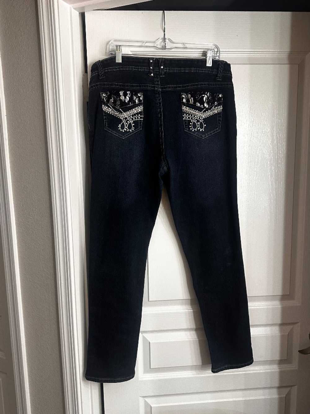 Vintage L'square black denim jeans with rhinestone details